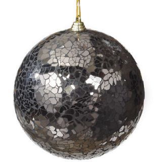 Charcoal Mirrored Ball Glass Holiday Christmas Ornament 5 inches