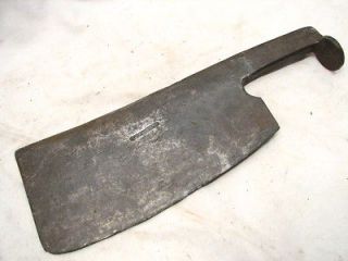 Antique Signed Blacksmith Hand Wrought Butchers Cleaver Knife Tool