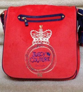 NWT JUICY COUTURE $188 VELOUR MESSENGER CROSSBODY BOOK BAG PURSE
