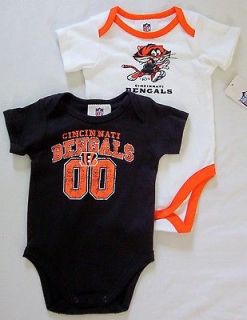 Cincinnati Bengals Baby Infant One Piece Creeper Bodysuit 2 Pack NWT