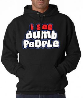 Clearance Large I See Dumb People Funny 50/50 Pullover Hoodie Black