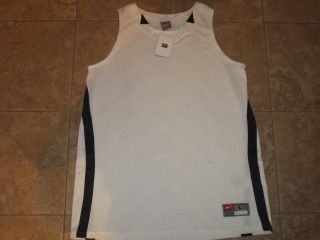 NIKE DRI FIT STAY COOL WHITE NAVY BLUE GAME PRACTICE BASKETBALL TANK