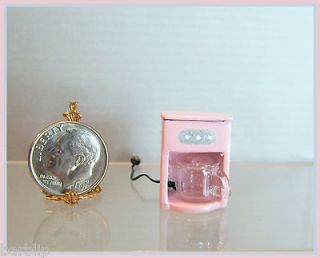Dollhouse Miniature Pink Metal Coffee Maker with Glass Carafe