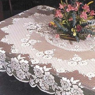 Lace Victorian Rose 60? x 84? Rectangle Tablecloth, White VR 6084W New