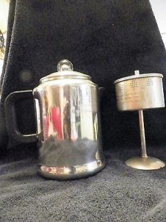 WORTHMORE ALUMINUM COFFEE POT STOVETOP/ CAMPFIRE PERCOLATOR  8 CUP
