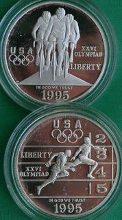 Olympic 2 COIN SILVER Dollar US MINT Set Track & Cycling Coins Set