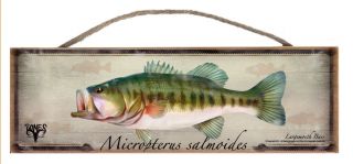 Bass Large Mouth Rustic Wall Sign Plaque Gifts Men Fishing Fishermen