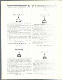 1936 ad 6 Page Coleman Gasoline Pressure Lamps Shades Parts Diagram