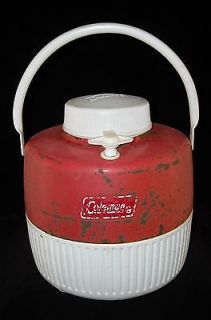Vintage COLEMAN 1 Gallon Jug Thermos Insulated Red White Water Cooler