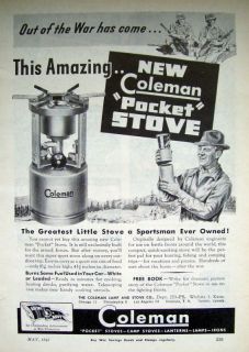 WW2 NEW COLEMAN G.I. POCKET STOVE Original 1945 Ad * Our ot War has