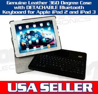 Leather 360 Degree Case with Removable Bluetooth Keyboard for Apple