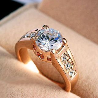 Gold gp 2.0ct Round Cut lab Diamond Engagement Wedding Party Ring Sz 6