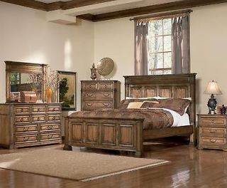 Coaster Furniture Edgewood Panel Bedroom Set Bed Dresser Oak 4 Piece