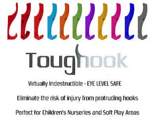 TOUGHOOK (TM) Coat Hook for Schools *Unbreakable Plastic* NEW COLOURS