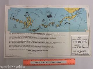 MAP 1952 Florida Keys Gold Silver Sunken lost F L Coffman Shipwreck