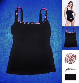 88 New Profile By Gottex Stitch In Time D Cup Tankini Top Black/Pink