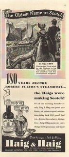 Haig Five Star~Pinch Scotch Whiskey~Fulton Clermont Steamship 30s Ad