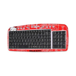 New Cute Hello Kitty Wired Computer Keyboard Red/Black   90309 RED