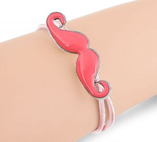 Cute Stretchable GREEN Cord Bracelet with Matching Mustache Design