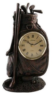 Bronze Colour Golf Bag Mantel Clock Ornament   Mantle Clocks Statue