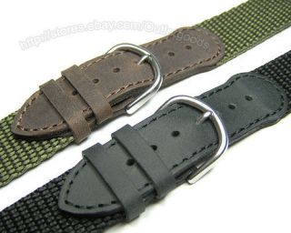 19mm Leather & Nylon Watch Band Strap fits Swiss Army