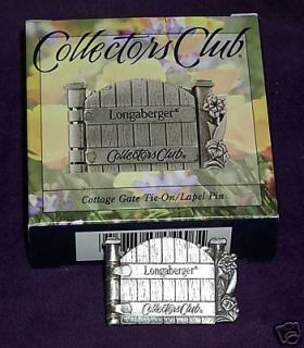 2000 COLLECTORS CLUB COTTAGE GATE BASKET TIE ON PIN COLLECTABLE NEW
