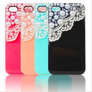 10 Colors Ice Cream Lace Pearl Hard Back Case Cover Skin for iPhone 4