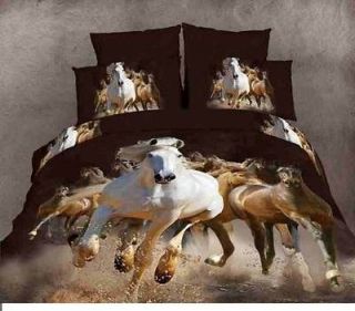 Queen Quilts Duvet Covers Comforter Sets 5Pc Dark Brown Wild Horses