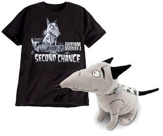 FRANKENWEENIE Sparky T Shirt EVERYONE DESERVES A SECOND CHANCE + Plush