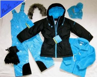 COLUMBIA Girls Parka & Jacket~Ski Bib Pants~4/5~Hat~ Gloves~Black~T