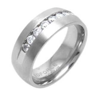 Edforce Stainless Steel Mens Comfort Fit 0.80 Carat CZ Ring Size 9 14