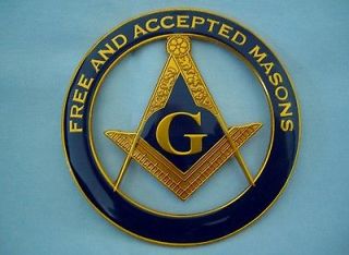 Masonic FREE AND ACCEPTED Metal Enamel Rear Car Emblem