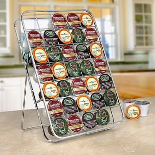 CHROME K CUP COFFEE CADDY RACK FOR KEURIG   HOLDS 35 K CUP PODS