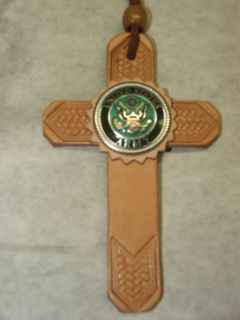 LEATHER CROSS W/ ARMY CONCHO SADDLE MILITARY