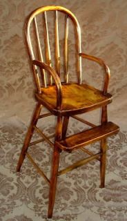 ANTIQUE OLD VICTORIAN COUNTRY CHILD BABY HIGH CHAIR DOLL BEAR DISPLAY