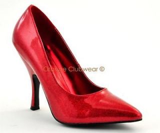 PINUP Womens Classic Red Glitter Pointy Toe Dorothy Sexy High Heels