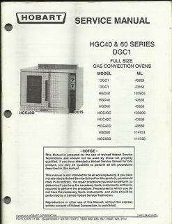 Original Hobart Service Manual Gas Convection Ovens Many Models Listed