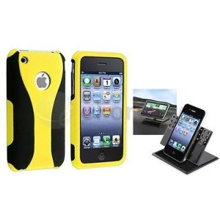 Yellow/Black 3 Piece Cup Shape Case Cover+Car Dashboard Holder For