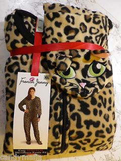 Adult Footie Pajamas PJs Sz XL NWTs Cougar Leopard Print Fleece Footie