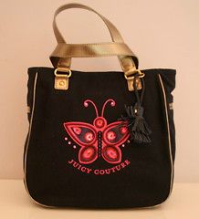 Juicy Couture New & Genuine Girls Navy Tote Bag With Pink Butterfly On