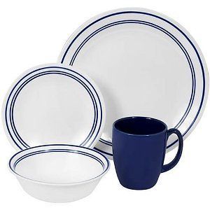 Corelle 16 Pc Set Dishes Blue White Classic NEW