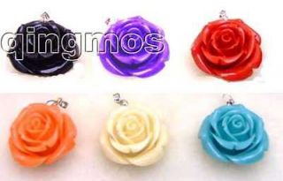 6X 35mm Rose shape different color coral pendants who13 6 Free ship