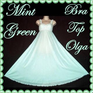 Vintage MINT GREEN Olga FULL SWEEP Formfit Lace Bra Top Sexy Retro
