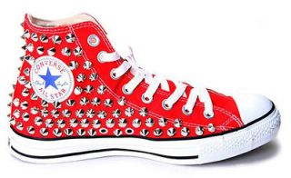 Original Converse All Star Silver Spike Studded custom RED color for