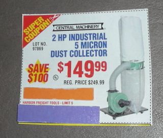 TOOLS INDUSTRIAL 5 MICRON DUST COLLECTOR $100 OFF COUPON EXP 4/24