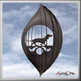 Dachshund Dog BLACK Metal Swirly Sphere Wind Spinner *NEW*