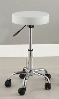 Tapoa White Leatherette Finish Bar Stool with Rotating Wheels