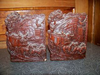 Vintage Syroco Wood Ye Old Inn Bookends
