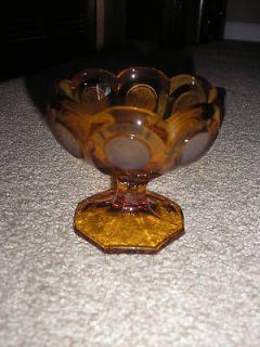 VINTAGE COIN GLASS CANDY DISH AMBER