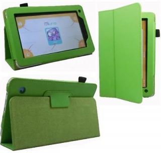 NEW GREEN LEATHER CASE COVER WITH VIEWING STAND FOR KURIO 7 INCH